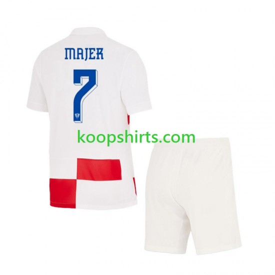 EK 2024 Kroatië Thuis Tenue Kinder Voetbalshirts Lovro Majer 7 Korte Mouwen EK 2024 Kroatië Thuis Tenue Kinder Voetbalshirts Lovro Majer 7 Korte Mouwen