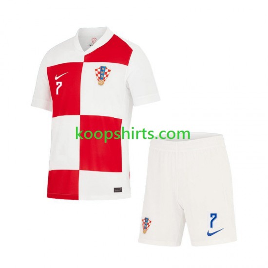 EK 2024 Kroatië Thuis Tenue Kinder Voetbalshirts Lovro Majer 7 Korte Mouwen
