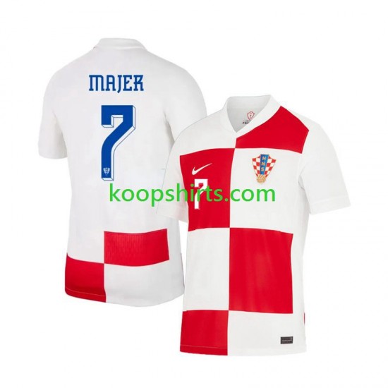 EK 2024 Kroatië Thuis Tenue Heren Voetbalshirts Lovro Majer 7 Korte Mouwen EK 2024 Kroatië Thuis Tenue Heren Voetbalshirts Lovro Majer 7 Korte Mouwen