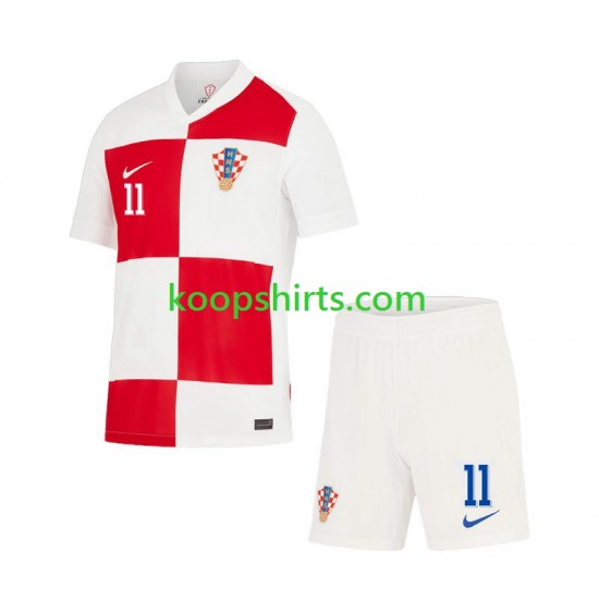 EK 2024 Kroatië Thuis Tenue Kinder Voetbalshirts Marcelo Brozovic 11 Korte Mouwen