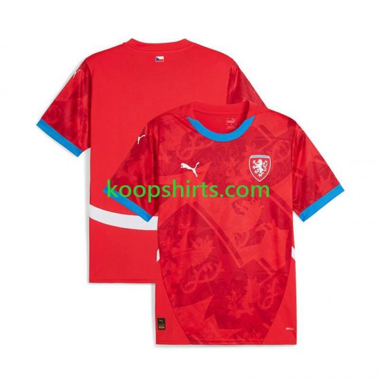 EK 2024 Tsjechië Thuis Rood Tenue Heren Voetbalshirts Korte Mouwen EK 2024 Tsjechië Thuis Rood Tenue Heren Voetbalshirts Korte Mouwen