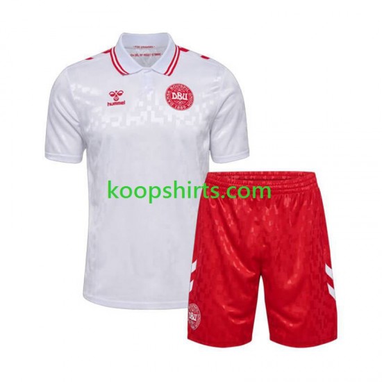 EK 2024 Denemarken Uit Tenue Kinder Voetbalshirts Korte Mouwen EK 2024 Denemarken Uit Tenue Kinder Voetbalshirts Korte Mouwen