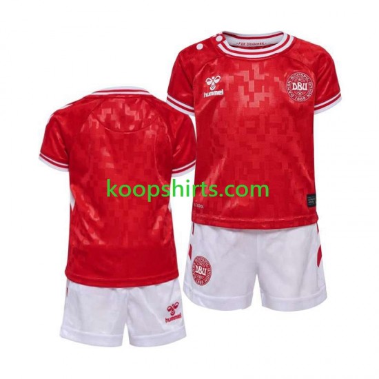 EK 2024 Denemarken Thuis Tenue Kinder Voetbalshirts Korte Mouwen EK 2024 Denemarken Thuis Tenue Kinder Voetbalshirts Korte Mouwen