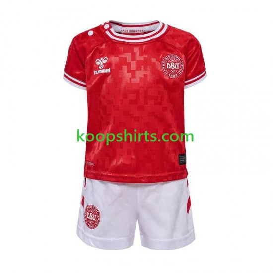 EK 2024 Denemarken Thuis Tenue Kinder Voetbalshirts Korte Mouwen