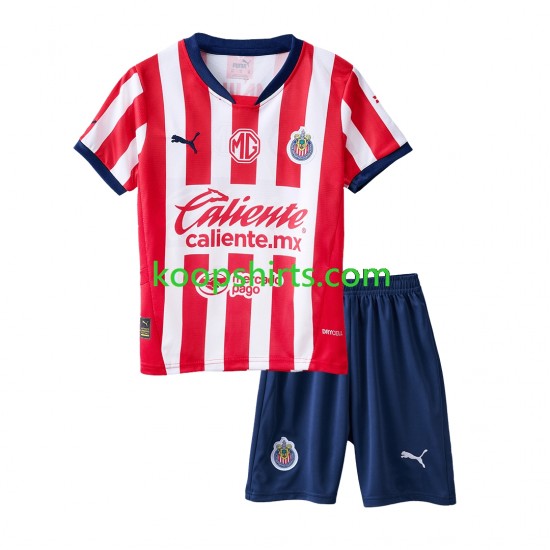 Thuis Tenue Kinder Voetbalshirts Deportivo Guadalajara 2024-2025 Korte Mouwen Thuis Tenue Kinder Voetbalshirts Deportivo Guadalajara 2024-2025 Korte Mouwen