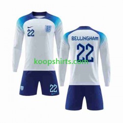 WK 2022 Engeland Thuis Tenue Kinder Voetbalshirts Bellingham 22 Lange Mouwen