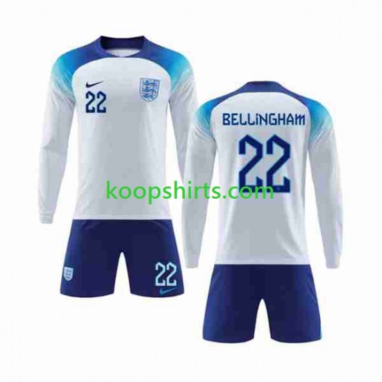 WK 2022 Engeland Thuis Tenue Kinder Voetbalshirts Bellingham 22 Lange Mouwen WK 2022 Engeland Thuis Tenue Kinder Voetbalshirts Bellingham 22 Lange Mouwen