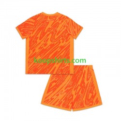 EK 2024 Engeland Doelman Thuis Oranje Tenue Kinder Voetbalshirts Korte Mouwen