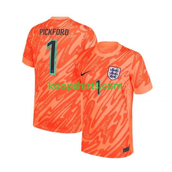 EK 2024 Engeland Doelman Thuis Oranje Tenue Heren Voetbalshirts Pickford 1 Korte Mouwen EK 2024 Engeland Doelman Thuis Oranje Tenue Heren Voetbalshirts Pickford 1 Korte Mouwen