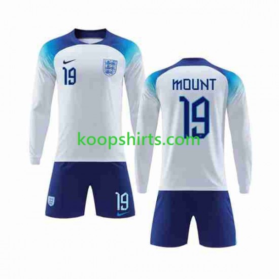 WK 2022 Engeland Thuis Tenue Kinder Voetbalshirts Mount 19 Lange Mouwen WK 2022 Engeland Thuis Tenue Kinder Voetbalshirts Mount 19 Lange Mouwen