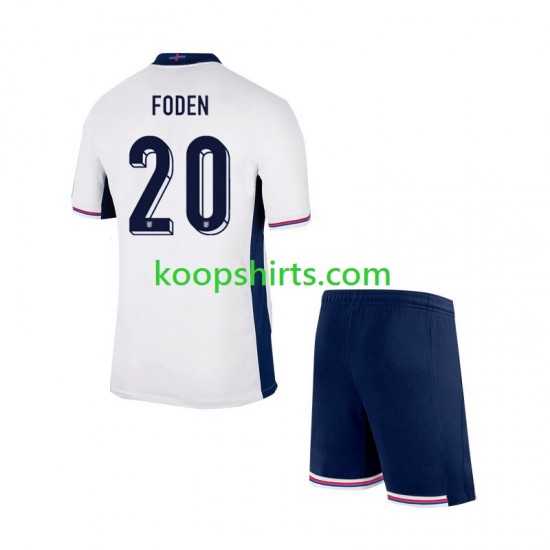EK 2024 Engeland Thuis Tenue Kinder Voetbalshirts Phil Foden 20 Korte Mouwen EK 2024 Engeland Thuis Tenue Kinder Voetbalshirts Phil Foden 20 Korte Mouwen