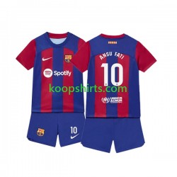 FC Barcelona Thuis Tenue Kinder Voetbalshirts Ansu Fati 10 2023-2024 Korte Mouwen