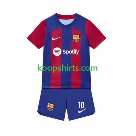 FC Barcelona Thuis Tenue Kinder Voetbalshirts Ansu Fati 10 2023-2024 Korte Mouwen