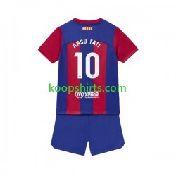 FC Barcelona Thuis Tenue Kinder Voetbalshirts Ansu Fati 10 2023-2024 Korte Mouwen