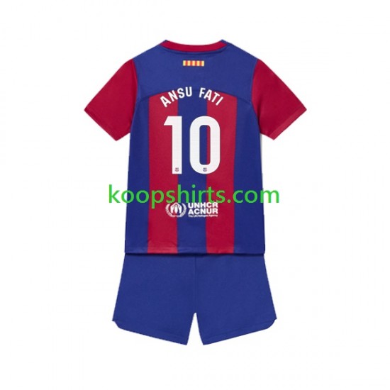 FC Barcelona Thuis Tenue Kinder Voetbalshirts Ansu Fati 10 2023-2024 Korte Mouwen