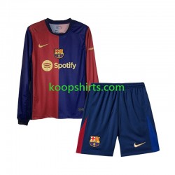 FC Barcelona Thuis Tenue Kinder Voetbalshirts 2024-2025 Lange Mouwen