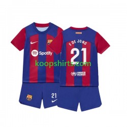 FC Barcelona Thuis Tenue Kinder Voetbalshirts Frenkie de Jong 21 2023-2024 Korte Mouwen