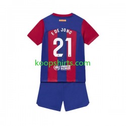 FC Barcelona Thuis Tenue Kinder Voetbalshirts Frenkie de Jong 21 2023-2024 Korte Mouwen