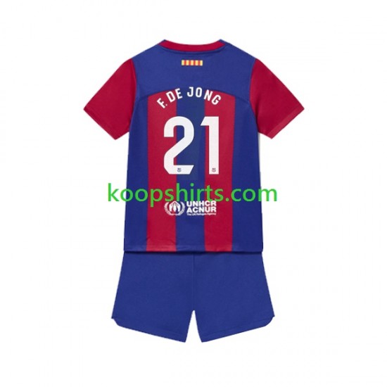 FC Barcelona Thuis Tenue Kinder Voetbalshirts Frenkie de Jong 21 2023-2024 Korte Mouwen