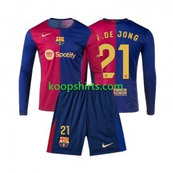 FC Barcelona Thuis Tenue Kinder Voetbalshirts Frenkie de Jong 21 2024-2025 Lange Mouwen