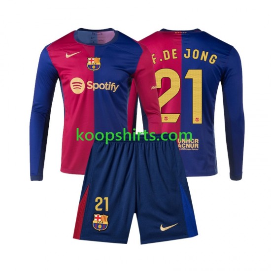 FC Barcelona Thuis Tenue Kinder Voetbalshirts Frenkie de Jong 21 2024-2025 Lange Mouwen FC Barcelona Thuis Tenue Kinder Voetbalshirts Frenkie de Jong 21 2024-2025 Lange Mouwen