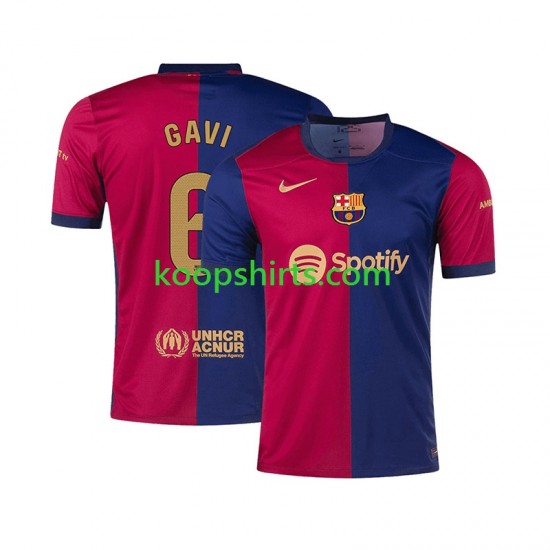 FC Barcelona Thuis Tenue Heren Voetbalshirts GAVI 6 2024-2025 Korte Mouwen