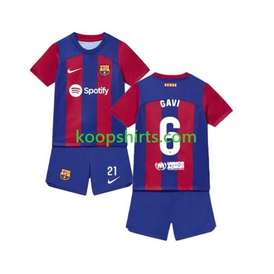 FC Barcelona Thuis Tenue Kinder Voetbalshirts Gavi 6 2023-2024 Korte Mouwen FC Barcelona Thuis Tenue Kinder Voetbalshirts Gavi 6 2023-2024 Korte Mouwen