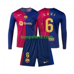 FC Barcelona Thuis Tenue Kinder Voetbalshirts Gavi 6 2024-2025 Lange Mouwen