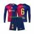 FC Barcelona Thuis Tenue Kinder Voetbalshirts Gavi 6 2024-2025 Lange Mouwen