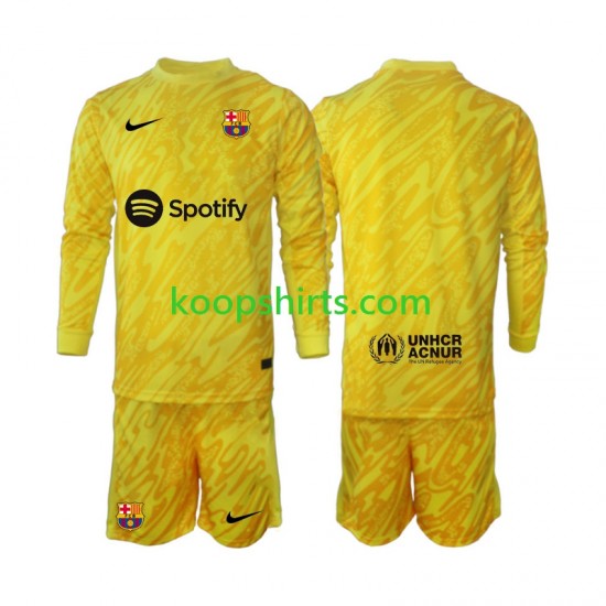 FC Barcelona Doelman Uit Tenue Kinder Voetbalshirts 2024-2025 Lange Mouwen FC Barcelona Doelman Uit Tenue Kinder Voetbalshirts 2024-2025 Lange Mouwen