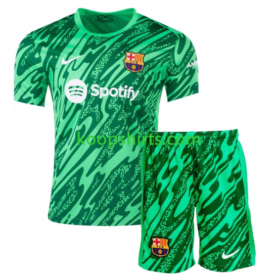 FC Barcelona Doelman Thuis Groente Tenue Kinder Voetbalshirts 2024-2025 Korte Mouwen FC Barcelona Doelman Thuis Groente Tenue Kinder Voetbalshirts 2024-2025 Korte Mouwen