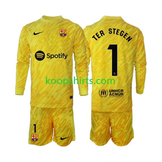 FC Barcelona Doelman Uit Tenue Kinder Voetbalshirts Ter Stegen 1 2024-2025 Lange Mouwen FC Barcelona Doelman Uit Tenue Kinder Voetbalshirts Ter Stegen 1 2024-2025 Lange Mouwen