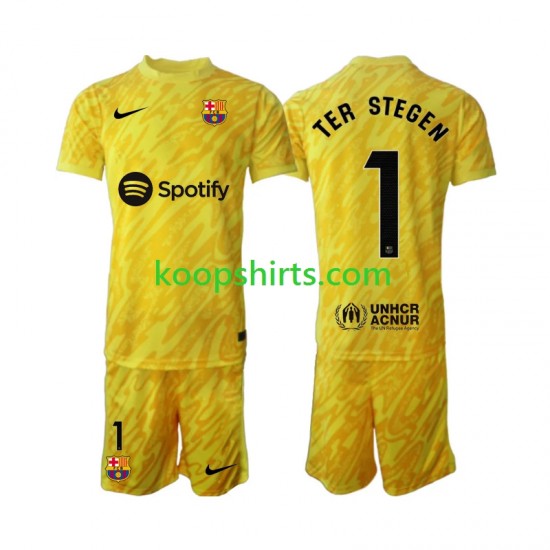 FC Barcelona Doelman Uit Tenue Kinder Voetbalshirts Ter Stegen 1 2024-2025 Korte Mouwen FC Barcelona Doelman Uit Tenue Kinder Voetbalshirts Ter Stegen 1 2024-2025 Korte Mouwen
