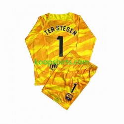 FC Barcelona Doelman Vierde Tenue Kinder Voetbalshirts Ter Stegen 1 2023-2024 Lange Mouwen