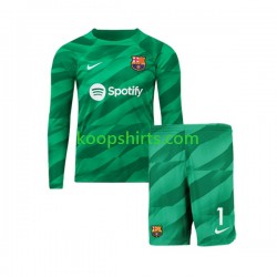 FC Barcelona Doelman Thuis Tenue Kinder Voetbalshirts Ter Stegen 1 2023-2024 Lange Mouwen