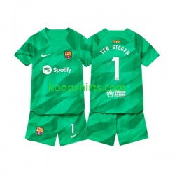 FC Barcelona Doelman Thuis Tenue Kinder Voetbalshirts Ter Stegen 1 2023-2024 Korte Mouwen
