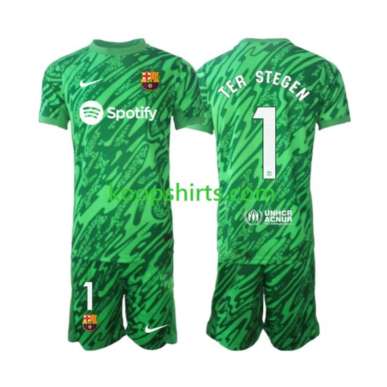 FC Barcelona Doelman Thuis Groente Tenue Kinder Voetbalshirts Ter Stegen 1 2024-2025 Korte Mouwen FC Barcelona Doelman Thuis Groente Tenue Kinder Voetbalshirts Ter Stegen 1 2024-2025 Korte Mouwen