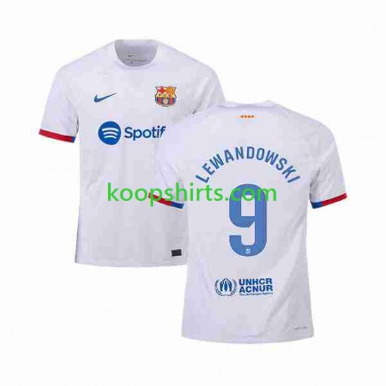 FC Barcelona Uit Tenue Heren Voetbalshirts LEWANDOWSKI 9 2023-2024 Korte Mouwen
