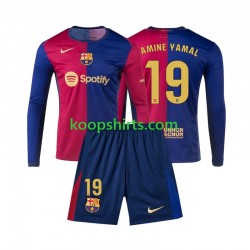 FC Barcelona Thuis Tenue Kinder Voetbalshirts Lamine Yamal 19 2024-2025 Lange Mouwen