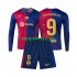 FC Barcelona Thuis Tenue Kinder Voetbalshirts Lewandowski 9 2024-2025 Lange Mouwen
