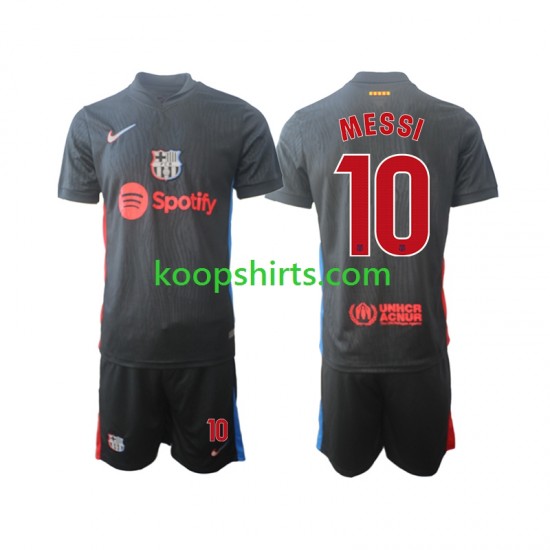 FC Barcelona Uit Tenue Kinder Voetbalshirts Lionel Messi 10 2024-2025 Korte Mouwen FC Barcelona Uit Tenue Kinder Voetbalshirts Lionel Messi 10 2024-2025 Korte Mouwen
