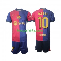 FC Barcelona Thuis Tenue Kinder Voetbalshirts Lionel Messi 10 2024-2025 Korte Mouwen