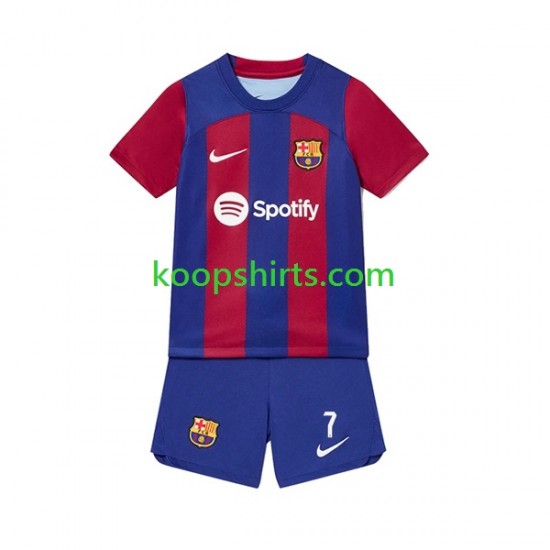 FC Barcelona Thuis Tenue Kinder Voetbalshirts Ousmane Dembele 7 2023-2024 Korte Mouwen