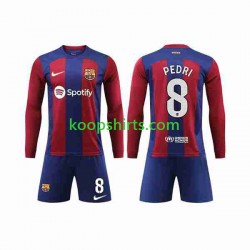 FC Barcelona Thuis Tenue Kinder Voetbalshirts Pedri 8 2023-2024 Lange Mouwen
