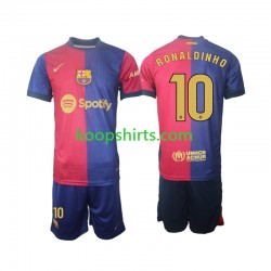 FC Barcelona Thuis Tenue Kinder Voetbalshirts Ronaldinho 10 2024-2025 Lange Mouwen