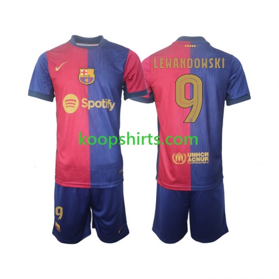 FC Barcelona Thuis Tenue Kinder Voetbalshirts UCL Font Robert Lewandowski 9 2024-2025 Korte Mouwen FC Barcelona Thuis Tenue Kinder Voetbalshirts UCL Font Robert Lewandowski 9 2024-2025 Korte Mouwen
