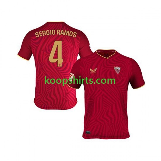 Sevilla FC Uit Tenue Heren Voetbalshirts Sergio Ramos 4 2023-2024 Korte Mouwen Sevilla FC Uit Tenue Heren Voetbalshirts Sergio Ramos 4 2023-2024 Korte Mouwen