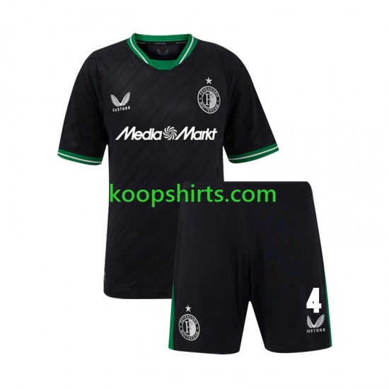 Feyenoord Rotterdam Uit Tenue Kinder Voetbalshirts Lutsharel Geertruida 4 2024-2025 Korte Mouwen