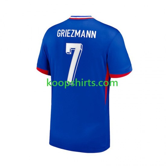 EK 2024 Frankrijk Thuis Blauw Tenue Heren Voetbalshirts Antoine Griezmann 7 Korte Mouwen