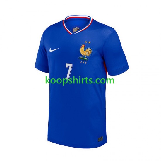 EK 2024 Frankrijk Thuis Blauw Tenue Heren Voetbalshirts Antoine Griezmann 7 Korte Mouwen